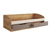 RICH Кровать-тахта КР-002 (сп. место 0.9х2.0м) Корпус - Дуб Крафт золото Фасад ЛДСП-Миндаль/Глин сер