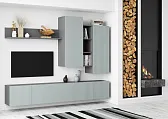 СКАНДИ Стенка МДФ НМ-001 ( Комплект )Корпус - Серый Шифер  Фасад МДФ - матовая Грин Грей Софт