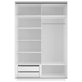 Шкаф-Купе двухдверный Экспресс 2200/1200/60 ДСП белый снег /Зеркало+ящики