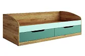 RICH Кровать-тахта КР-002 (сп. м 0.9 х 2.0 м) Дуб Крафт золотой/ЛДСП-Кенди/Сумеречный голубой