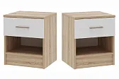 БЕАТРИС Тумба прикроватная Дуб сонома/Белый глянец