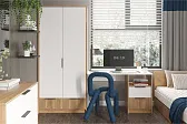 ИВИС Стол письменный СП-001 Корпус - Дуб Крафт золотой К003  Фасад ЛДСП - Белый (Гладкий)