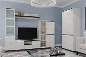 ГРЕТТА Пенал-витрина 1В1С Крафт белый-Антрацит