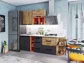 Кухня Крафт 2,1 Дуб Вотан/Бетон темный/Дуб Сонома