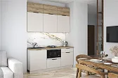 БОХО Кухня 1,8 м. Корпус - Кашемир 5981 BS Фасад ЛДСП - Дуб Крафт серый
