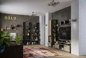 Oslo 25 (гостиная) Стеллаж Дуб Серый Craft - Черный