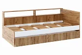 ИВИС Кровать КР-001 (сп.м. 0,9 х 2,0м) Корпус - Дуб Крафт золотой К003  Фасад ЛДСП - Белый (Гладкий)