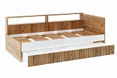 ИВИС Кровать КР-001 (сп.м. 0,9 х 2,0м) Корпус - Дуб Крафт золотой К003  Фасад ЛДСП - Белый (Гладкий)