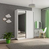 Шкаф-Купе двухдверный Экспресс 2200/1200/60 ДСП белый снег /Зеркало+ящики