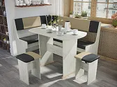Кухонный уголок "Комфорт" КМ 460.000 Дуб Крафт Белый/Черный/Бежевый