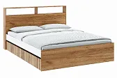 ИВИС Кровать КР-002 (сп.м. 1,6 х 2,0м) Корпус - Дуб Крафт золотой К003  Фасад ЛДСП - Белый (Гладкий)