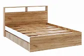 ИВИС Кровать КР-002 (сп.м. 1,6 х 2,0м) Корпус - Дуб Крафт золотой К003  Фасад ЛДСП - Белый (Гладкий)