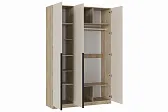БОХО Шкаф ШК-004 (Шкаф комбинированный, 3-ств.) Корпус - Дуб Крафт серый Фасад ЛДСП -Кашемир 5981 BS