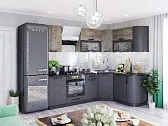 Кухня Крафт 2,45*1,65 Дуб Эндгрейн/Бетон темный/Дуб Сонома