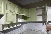 Кухня Хлоя МДФ (Дуб фактурный олива/Олива Штрос/Белый) 2200х1400// Ленинск