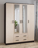 Шкаф комбинированный Лагуна (1,6) с зеркалом Венге/ Дуб молочный 