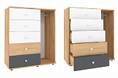 Лойс 87 (молодежная) Комод Дуб золотистый/Белый/Графит//