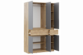 БОСТОН ЛАЙТ Шкаф ШК-003 (3-ств.) Корпус - Дуб Крафт золотой К003  Фасад ЛДСП - Серый Шифер