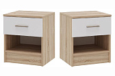 БЕАТРИС Тумба прикроватная Дуб сонома/Белый глянец//