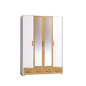 Айрис 555 (спальня) Шкаф для одежды и белья Белый-Дуб золотистый
