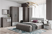 Корпус кровати 1,4 Теана (спальня) Ясень анкор темный/МДФ мрамор лайт