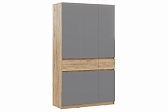БОСТОН ЛАЙТ Шкаф ШК-003 (3-ств.) Корпус - Дуб Крафт золотой К003  Фасад ЛДСП - Серый Шифер