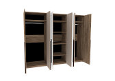 Кара 7 (спальня) Шкаф для одежды и белья 6-створчатый Дуб Табачный Craft/Велюр
