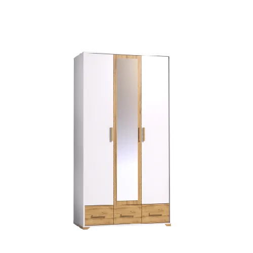 Айрис 444 (спальня) Шкаф для одежды и белья Белый-Дуб золотистый