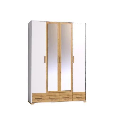 Айрис 555 (спальня) Шкаф для одежды и белья Белый-Дуб золотистый
