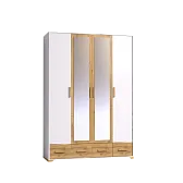 Айрис 555 (спальня) Шкаф для одежды и белья Белый-Дуб золотистый